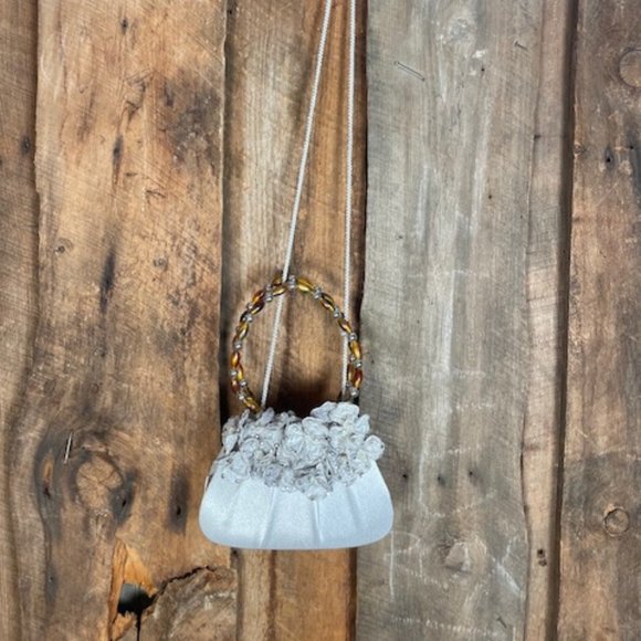 Grey Satin Evening Clutch - Picture 2 of 9